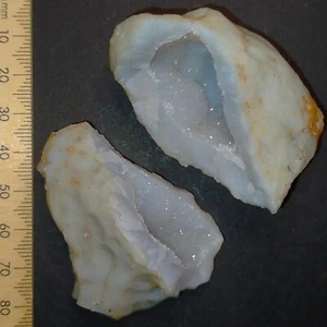 Agate Geode pair two halves natural Chalcedony with Druzy Quartz cave 412ct - Bild 1 von 6