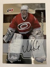 2001-02 BAP Be A Player Signature Series Autograph Arturs Irbe Auto #129