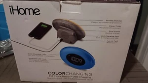 iHome FM Color Changing Alarm Clock Radio with USB Port Silver Speakers iM30SGCZ - Picture 1 of 5