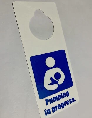 Pumping In Progress Door Hanger Sign   Do Not Disturb Baby Shower Breastfeeding Foto 1 de 3