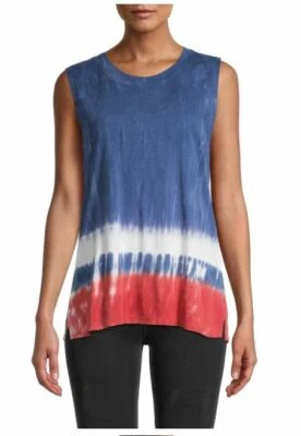 NWT Women's C&C California Stripe Tie Dye Indigo Pamela Tank Top - Image 1 of 3