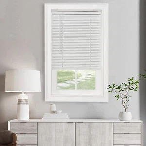 White Cordless 1 In. Vinyl Mini Blind - 27 In. W X 72 In. L NEW - Picture 1 of 6