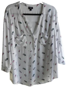 TORRID Harper Top Pullover Bluse Happy Hour weiß fließend Damen Übergröße 2 - Bild 1 von 6