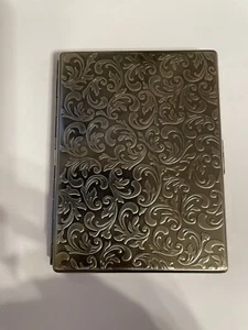 Antique Silver Victorian Fleur 1-Clip Cigarette Case Business Credit Card Holder - Picture 1 of 3