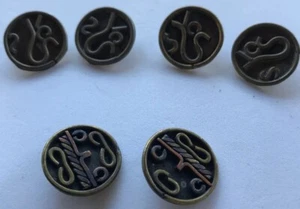 6 Vintage Mexican Handmade Copper & Brass Shank Buttons Crafts Artisan 2 Designs - Picture 1 of 5