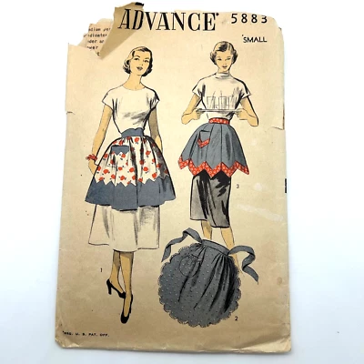 Advance Vintage 1950's Pattern #5883 Half Aprons 3 Styles Size Small - Image 1 of 4