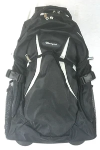 NEW Champion Black Multi-Zip-Pockets Wheels-Handle Backpack size W13.5"/H21"/D8" - Picture 1 of 7
