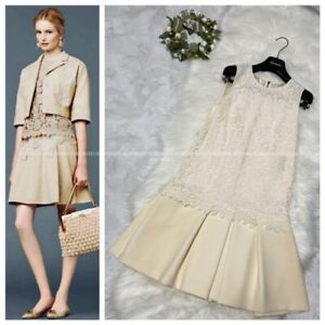 DOLCE & GABBANA Flower lace switching sleeveless dress Silk white Size36 Women