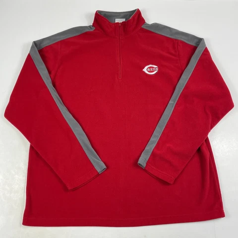 Cincinnati Reds Sweatshirt Mens Extra Large Red 1/4 Zip Fleece Long Sleeve MLB Cover