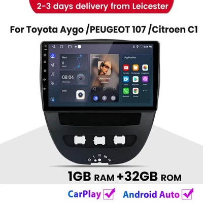 For Toyota Aygo/PEUGEOT 107/Citroen C1 Android 14 Carplay Car Radio GPS Sat Navi - Image 1 of 4