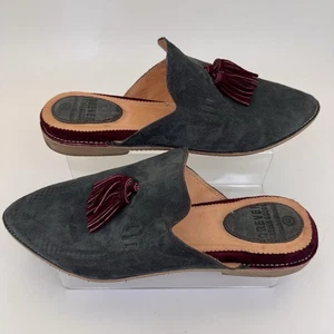 Women’s Moroccan Leather Tassel Mules Gray  Shoes Size 42 Made In Morocco - Bild 1 von 11
