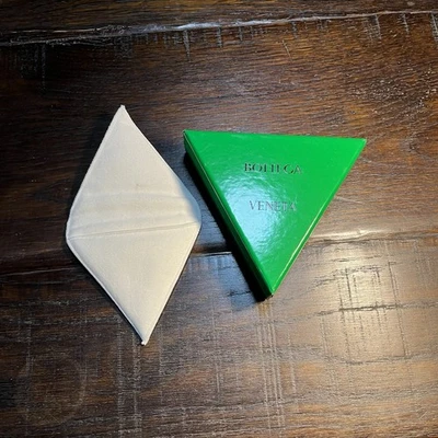 BOTTEGA VENETA Triangle Storage Box Cloth Pouch Green Jewelry Gift 6x6x6x1.75” - Image 1 of 4