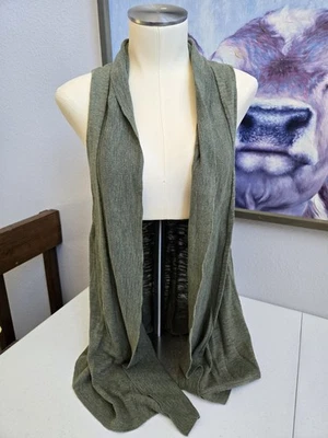 Gap Women's Large Olive Green Lightweight 100% Cotton Knit Long Shawl Vest - Image 1 of 4