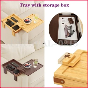 Stabile Couch Arm Tisch Tablett Breite verstellbar Clip-On Sofa Armlehne mit Aufbewahrungsbox - Bild 1 von 15
