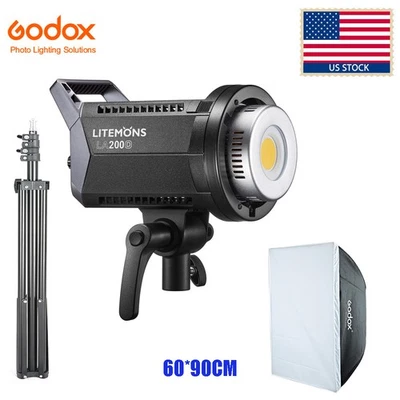 Luz de vídeo contínua US Godox Litemons LA200D 230W +60*90cm softbox + suporte - Imagem 1 de 4