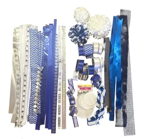 HUGE Texas Football Homecoming Mum Ribbon Backer Lot - BLUE SILVER WHITE - Picture 1 of 6