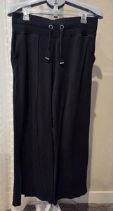 Athleta Studio Palazzo Pants Women's Medium Wide Leg Black Side Split - Picture 1 of 7