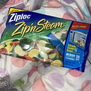 Ziploc Zip 'N Steam 1 Medium Cooking Bag Microwave Pack of 10 Discontinued NOS - Picture 1 of 7