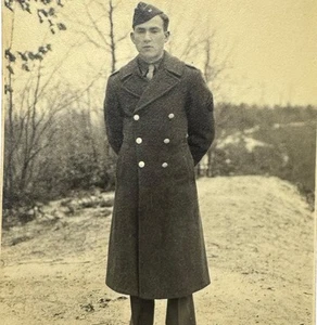 Vintage 1940s WWII Photograph Handsome Man Well Dressed in Military Uniform OOAK - Picture 1 of 3
