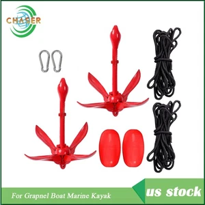 2-Pack Fits For Grapnel Boat Marine Kayak Anchor Set Red Folding 0.7KG NEW - Picture 1 of 15