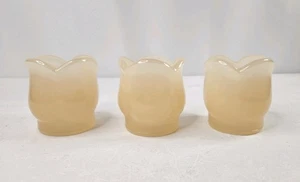 Vtg Uranium Glass Tulip Shaped Scalloped Votive Candle Holders Toothpick Dishes - Picture 1 of 6