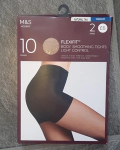 2 Paar M&S Flexifit Körperglättungsstrumpfhosen. Größe M natur hellbraun - Bild 1 von 2