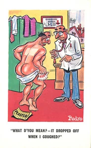 It Dropped Off Says Man Sunny Pedro Art Signed Comic Risque Postcard #222 - Picture 1 of 2