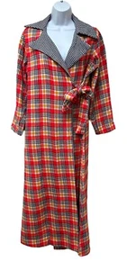 Vintage Junior Loungees Retro Herringbone Dagger Collar Wrap House Coat Robe M/L - Picture 1 of 10