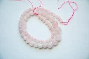 Rose quartz faceted graduated round beads 17''. Necklace making, Gemstone beads - Picture 1 of 4