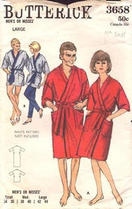 Butterick 3658 ~ Para hombres o Señales ~ Cuello en V-Bata Kimono-Bolsillos de Parche-Talla Grande - Imagen 1 de 3