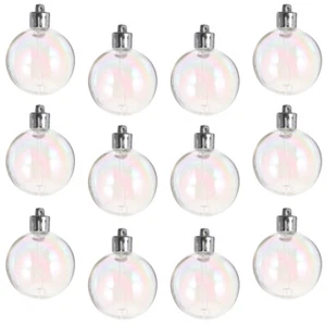 12 Pcs Holiday Tree Decoration Iridescent Christmas Balls Clear Fillable Baubles - Picture 1 of 12