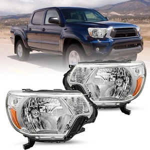 For 2012-2015 Toyota Tacoma Pickup Chrome Headlights Assembly Headlamps - Picture 1 of 11
