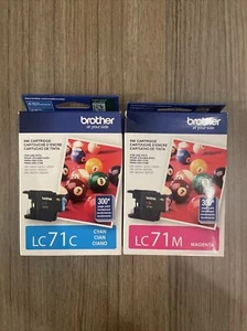 Brother LC71 Ink Cartridges Cyan & Magenta Ink Genuine Exp 2018 LC71C LC71M - Picture 1 of 5