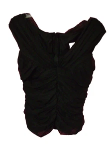 JS Collections BLACK top blouse shirt sz 10 sexy fitting Mesh Top built In Bra - Picture 1 of 8