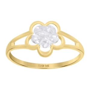 14K Two-Tone Gold Flower Fashion Ring Size 7 for Women 1.4gm - Picture 1 of 3
