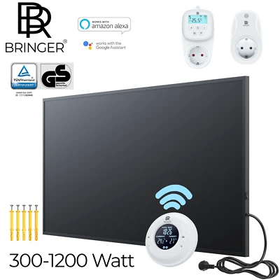 Infrarotheizung Elektroheizung Wandheizung schwarz mit Thermostat Bringer - Bild 1 von 4