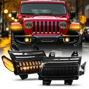 LED Sequential Fender Turn Signal Lights For Jeep Wrangler JL Gladiator JT 18-24 - Picture 1 of 18