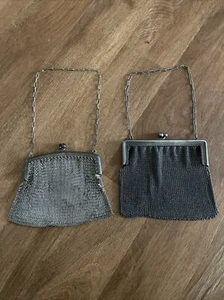 Vintage Art Deco Mesh Evening Bag Purse Antique Flapper Metal Clasp Lot of 2 - Picture 1 of 11
