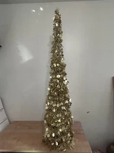 Golden Tinsel Christmas Tree 4 ft - Picture 1 of 2