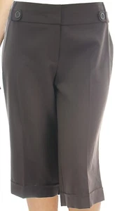 Pantaloni corti lunghi donna vita aderente crop gancio occhiello chiusura zip donna plus - Foto 1 di 4