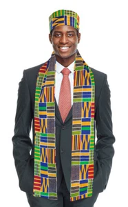 Akoma Kente African Print Hat and Stole/Sash/Scarf - Picture 1 of 3