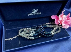 AUTHENTIC SIGNED SWAROVSKI GLAMOUR BLUE BRACELET 1074086 - Picture 1 of 12