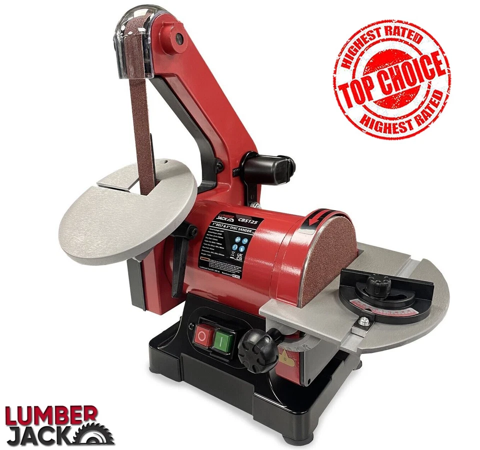 LUMBERJACK Belt Disc Sander 1"×30" & 5" 250W Cast Table Dust Port NVR Switch Bench Top 240V