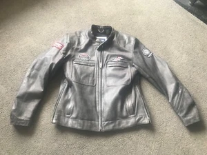 Triumph Vintage Black/Grey Cafe Racer Leather Motorcycle Jacket - Picture 1 of 7