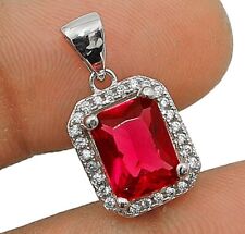 2CT Ruby & Topaz 925 Solid Genuine Sterling Silver Pendant Jewelry YB3-2