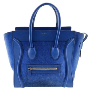 CELINE Luggage micro Handbag blue Suede/Calfskin Women - Picture 1 of 7