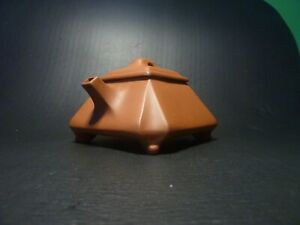 Small Vintage Chinese Yixing Teapot Signed from 1980s 王亞琴制紅泥四方抽角壺