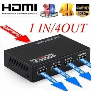 1 IN 4 OUT HDMI Splitter Switch Adapter Umschalter Verteiler 4K 3D +USB Kabel DE - Bild 1 von 8