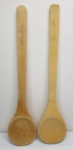 Pampered Chef 2 Bamboo Spoon Round Natural Brown 12 in Cucharas de Bambú Redonda - Picture 1 of 15