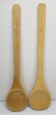 Pampered Chef 2 Bamboo Spoon Round Natural Brown 12 in Cucharas de Bambú Redonda - Image 1 of 4